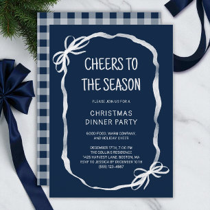 Invitation Blue Whimsical Main dessinée Dîner de Noël