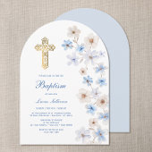 Invitation Blue White Anemones Arch Baptism