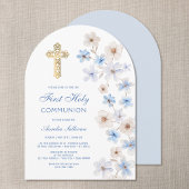 Invitation Blue White Anemones Arch First Communion