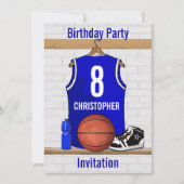 Invitation Blue White Basketball Jersey fête d'anniversaire (Devant)