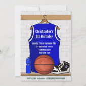 Invitation Blue White Basketball Jersey fête d'anniversaire (Dos)
