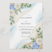 Invitation Blue & White Botanical Abstract Wedding (Devant)