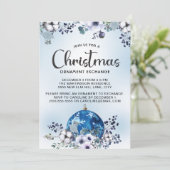 Invitation Blue White Christmas Floral Orament Exchange (Debout devant)