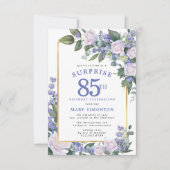 Invitation Blue White Floral 85e anniversaire Surprise Party (Devant)