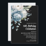 Invitation Blue White Floral Black Women's 50th Birthday<br><div class="desc">Belle aquarelle bleu et blanc fleurie sur la carte postale invitation à la fête du 50e anniversaire des femmes noires. Le texte est entièrement personnalisable, de sorte que cette carte peut être conçue pour n'importe quel âge. Contactez-moi pour obtenir de l'aide sur la personnalisation ou pour demander des produits correspondants....</div>
