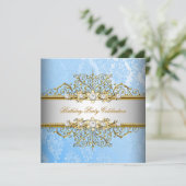Invitation Blue White Gold Elegant Party (Debout devant)