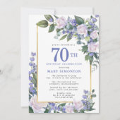 Invitation Blue White Gold Floral 70e anniversaire (Devant)