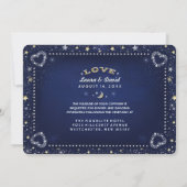 Invitation Blue White Gold Moon Stars RÉCEPTION INFO sur le d (Dos)