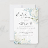 Invitation Blue White Hydrangea Floral Bridal Shower (Devant)