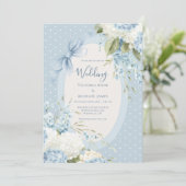 Invitation Blue White Hydrangeas Vintage Elegant Wedding  (Debout devant)