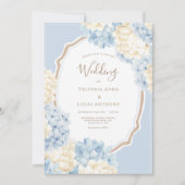 Invitation Blue & White Hydrangeas Vintage Wedding (Devant)