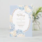 Invitation Blue & White Hydrangeas Vintage Wedding (Debout devant)