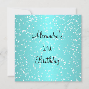 Invitation Blue White Love Hearts 21e anniversaire