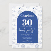 Invitation Blue White Sea Shells Beach Summer Anniversaire (Devant)