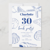 Invitation Blue White Sea Shells Beach Summer Anniversaire (Devant)