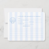 Invitation Blue White Shell Beachy Bridal Shower Recipe Card (Devant)