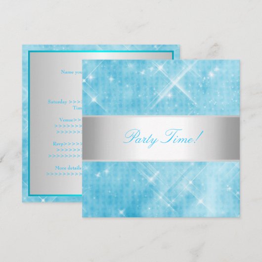 Invitation Blue White Silver Lights (Devant / Derrière)