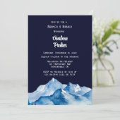 Invitation Blue White Snowy Mountains Brunch & Bubbly (Debout devant)