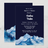 Invitation Blue White Snowy Mountains Brunch & Bubbly (Devant / Derrière)