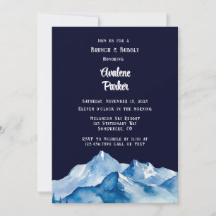 Invitation Blue White Snowy Mountains Brunch & Bubbly