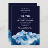 Invitation Blue White Snowy Mountains Couples Douche (Devant / Derrière)