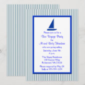 Invitation Blue White Stripes Bateau Bon Voyage Party (Devant / Derrière)