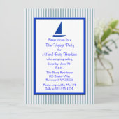 Invitation Blue White Stripes Bateau Bon Voyage Party (Debout devant)