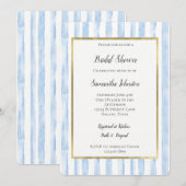 Invitation Blue White Stripes Bridal Shower (Devant / Derrière)