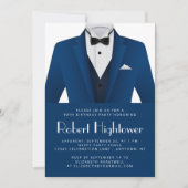 Invitation Blue White Tuxedo Mens Birthday Party (Devant)