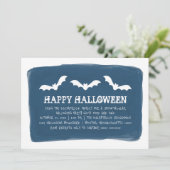 Invitation Blue White Watercolor chauves Halloween (Debout devant)