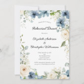 Invitation Blue White Watercolor Florals Rehearsal Dinner (Devant)