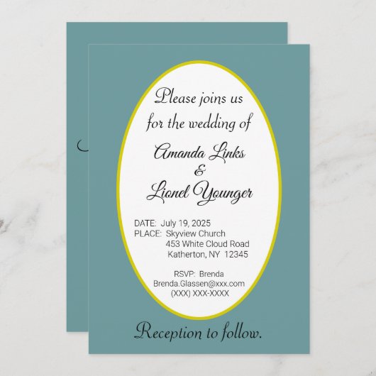 Invitation Blue & White Window Wedding (Devant / Derrière)