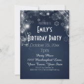 Invitation Blue & White Winter Wonderland fête d'anniversaire (Devant)