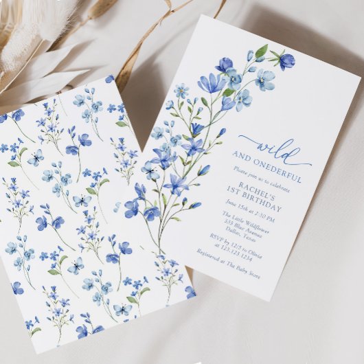 Invitation Blue Wild & Onedering Fleur sauvage 1er anniversai