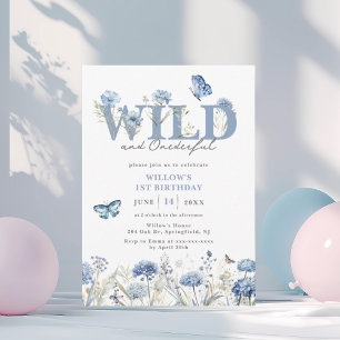 Invitation Blue Wild & Onedering Fleur sauvage 1er anniversai