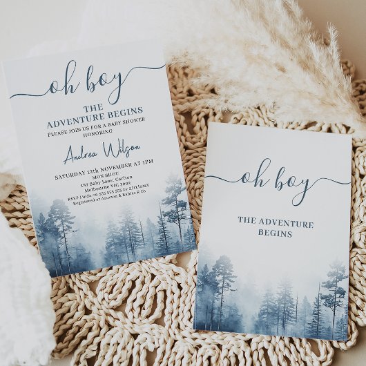 Invitation Blue Wilderness Adventure commence le Baby shower