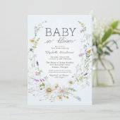 Invitation Blue Wildflower Baby in Bloom Baby Douche (Debout devant)