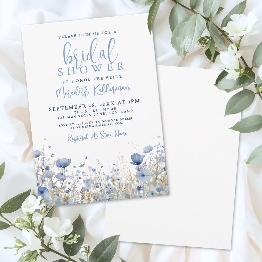 Invitation Blue Wildflower Floral Bridal Shower