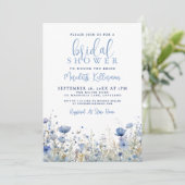 Invitation Blue Wildflower Floral Bridal Shower (Debout devant)