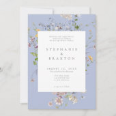 Invitation Blue Wildflower Garden Elegant Wedding (Devant)