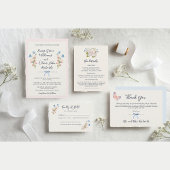 Invitation Blue Wildflowers Pink Romantic Garden Wedding