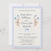 Invitation Blue Wildflowers Pink Romantic Garden Wedding (Devant)