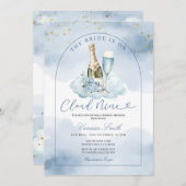 Invitation Blue Wine The Bride is Cloud Nine Bridal Shower (Devant / Derrière)