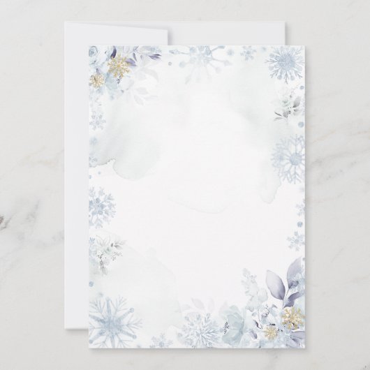 Invitation Blue Winter Bow Onederland Snowflake 1st Birthday (Dos)