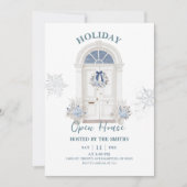 Invitation Blue Winter Christmas Holiday Open House (Devant)