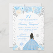 Invitation Blue Winter Dark Skin Princess Anniversaire (Devant)