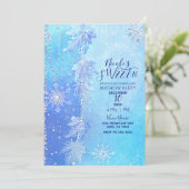 Invitation Blue Winter Feuilles & Snowflakes Sweet 16 Party (Debout devant)
