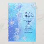 Invitation Blue Winter Feuilles & Snowflakes Sweet 16 Party<br><div class="desc">Customisez avec n'importe quel texte.</div>