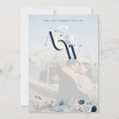 Invitation Blue Winter Floral Mariage élégant (Dos)