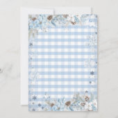 Invitation Blue Winter Flowers Baby Shower Snowflakes (Dos)